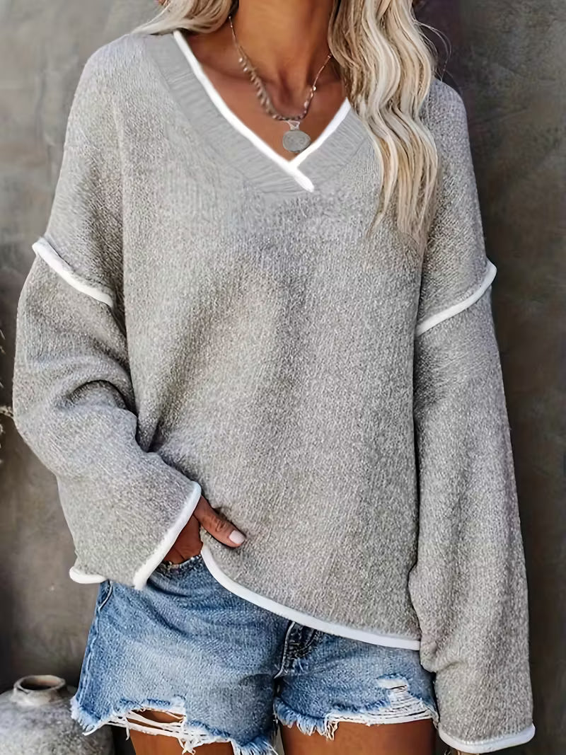 Gwenetta - V-hals Casual Trui met Lange Mouwen