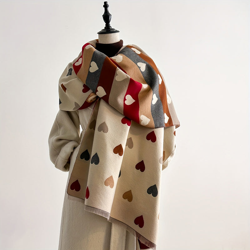 Corentine - Casual dames sjaal met hartprint