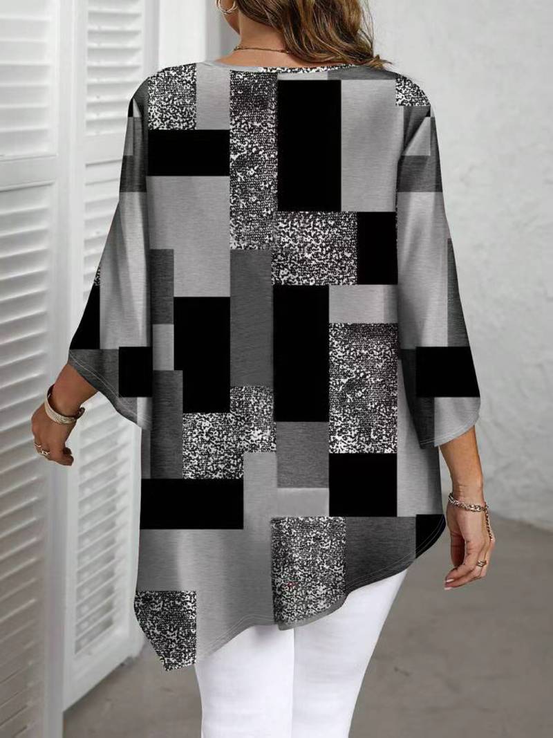 Rhosalivelle - Oversized Blouse met Geruit Motief