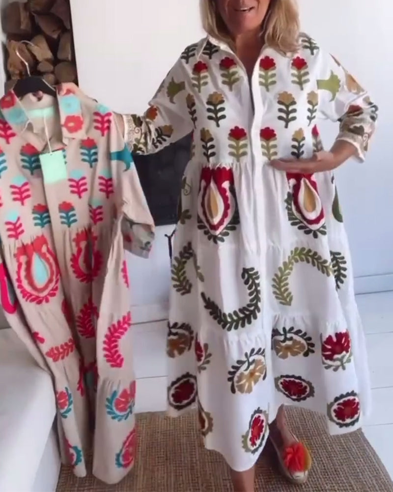 Gracina - Grafische jurk met bloemenprint