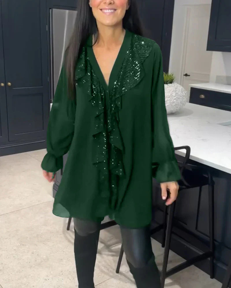 Tharalyn - Elegante Blouse met Vloeiende Volants