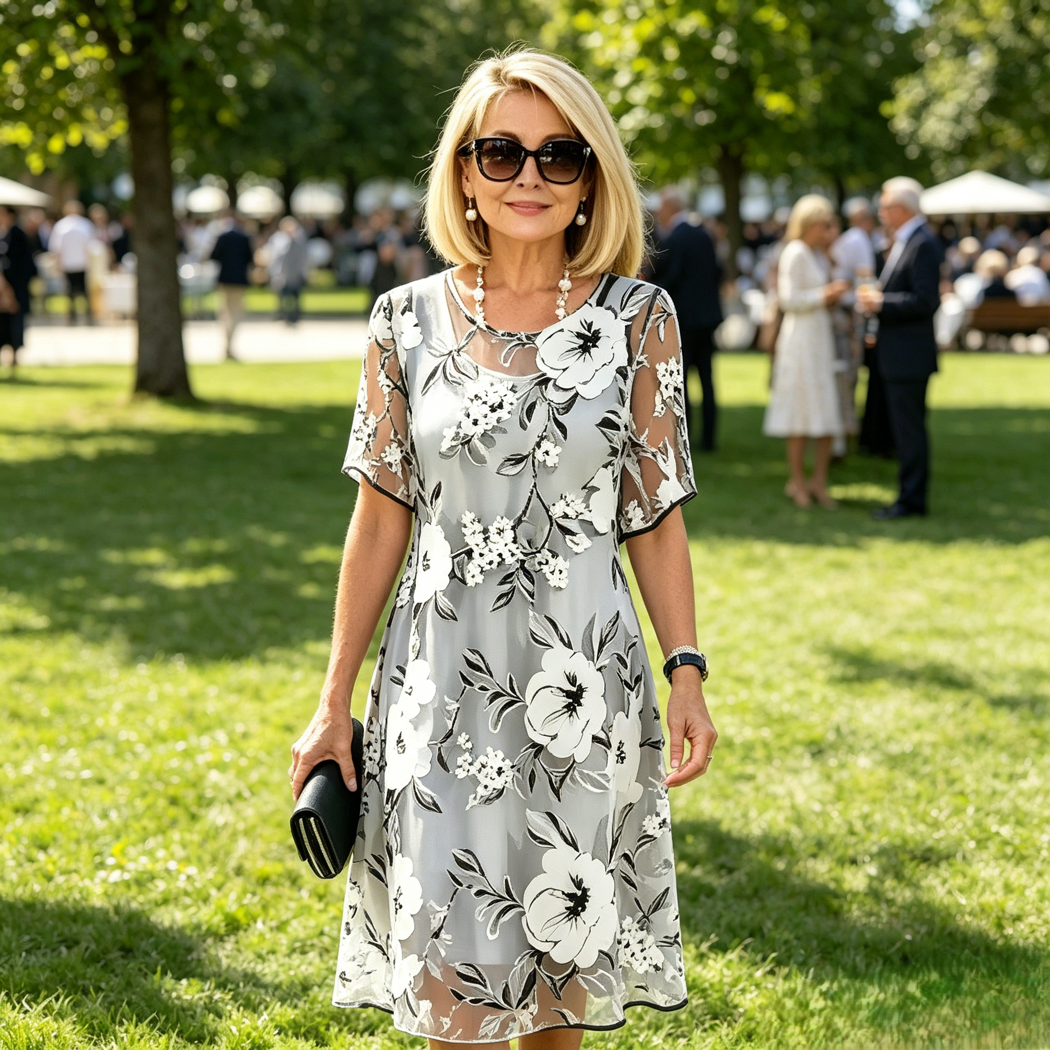 Loryxa - Elegante dames chiffon jurk met bloemenprint, vloeiende avondjurk