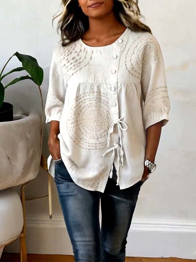 Nexira - Vrouwelijke blouse van lichte bohemien elegant natuurlijk