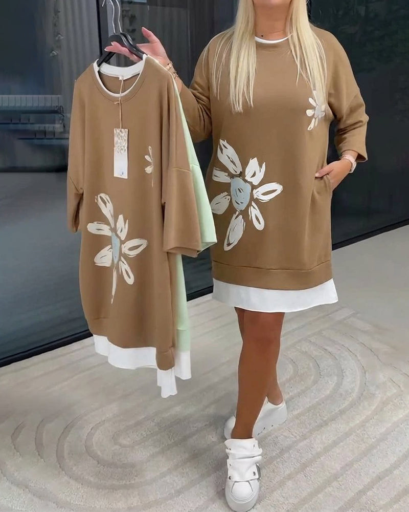 Ravessa - Casual Jurk met Bloemenpatroon