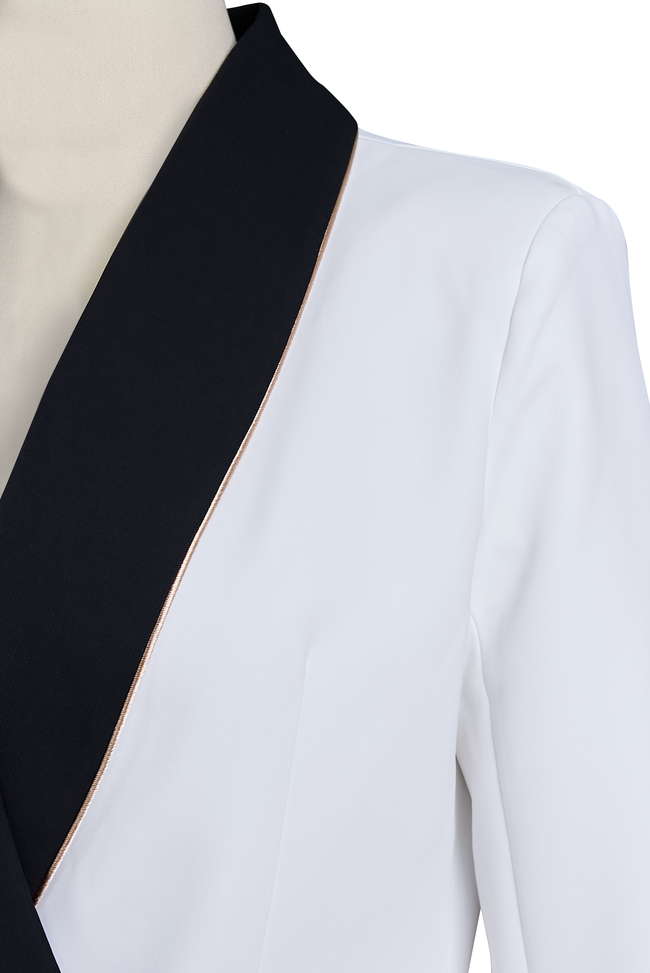Kaenisse - Elegante Witte Asymmetrische Blazer met Zwarte Revers
