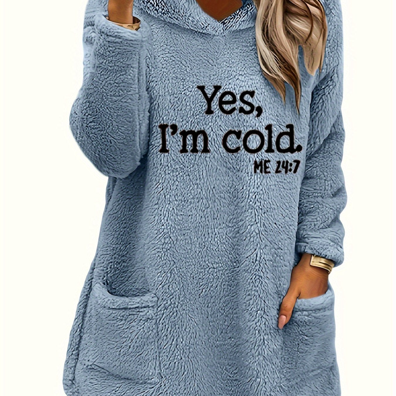 Marilina - Sweatshirt van Pluche met Hoodie en Print