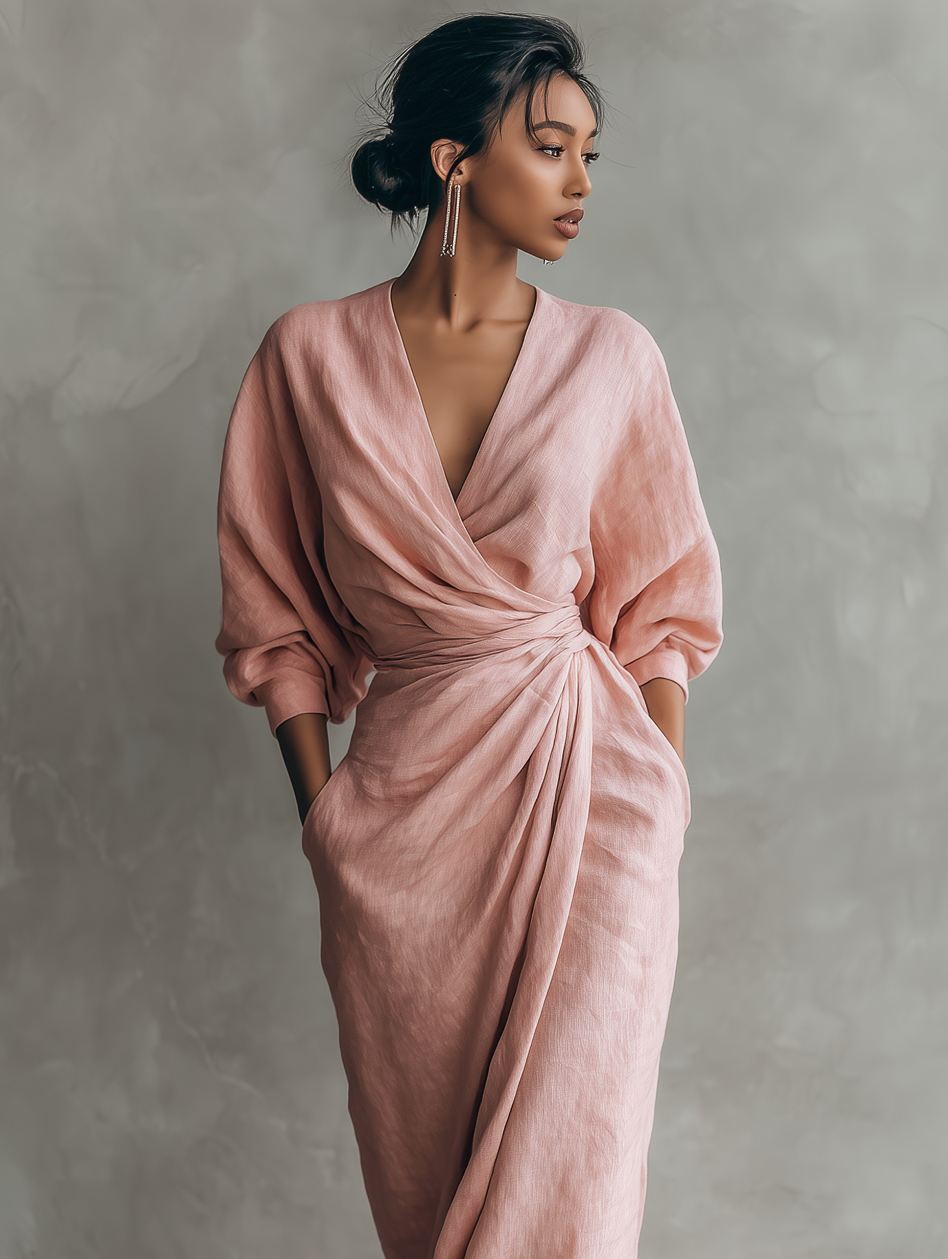 Talyvora - Elegante maxi jurk voor dames van linnen met V-hals
