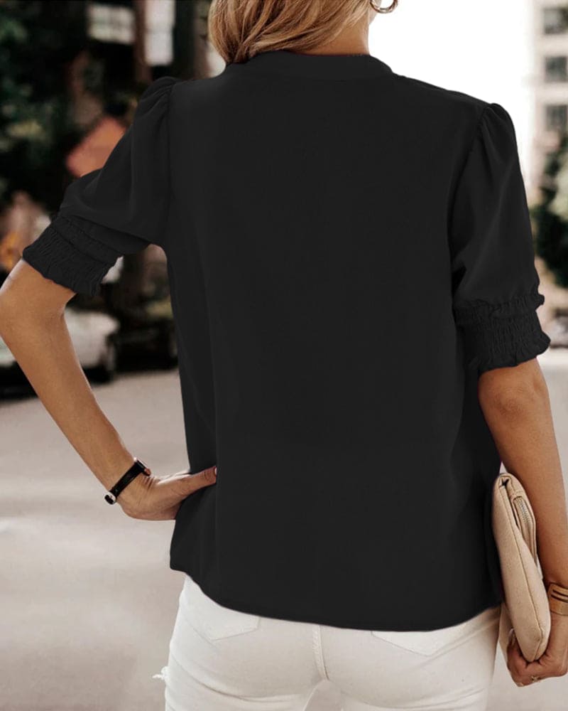 Flore - Blouse met korte mouwen en een V-hals