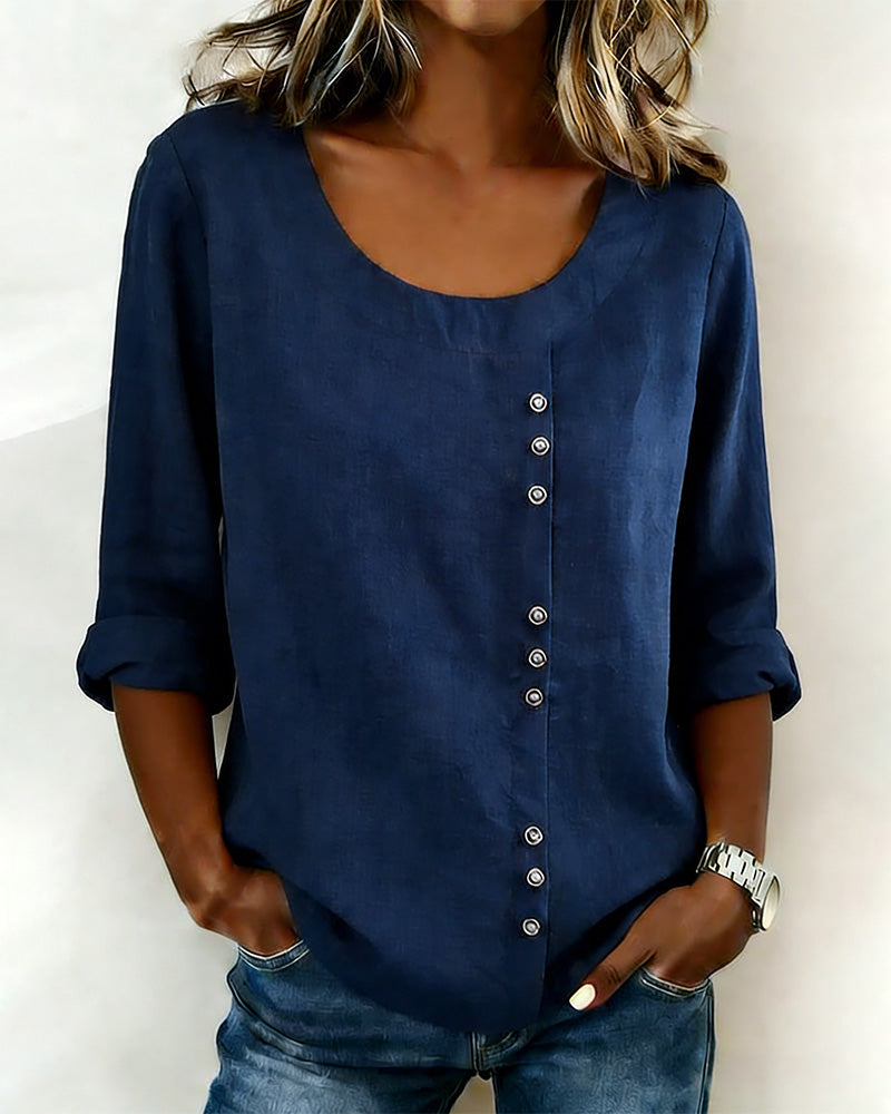 Quillane - T-shirt met Ronde Hals en Lange Mouwen