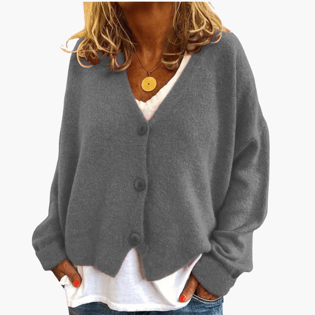 Sixtine - Dames gebreide cardigan met knopen in een casual zachte pasvorm