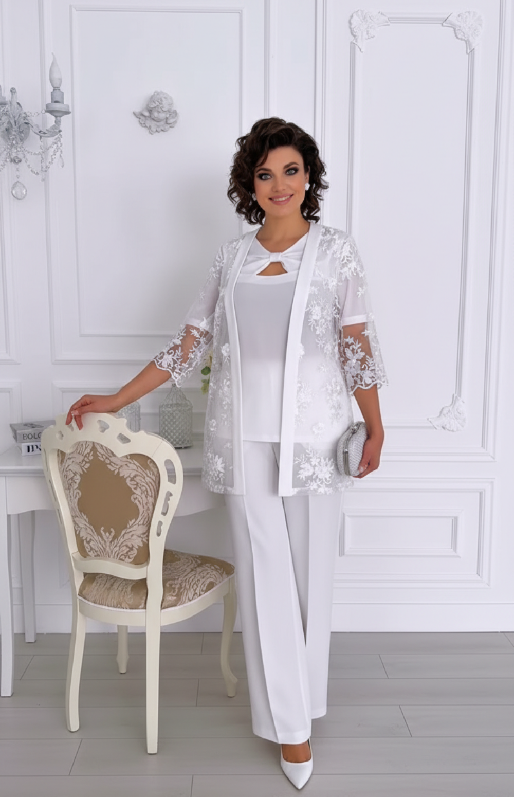 Nelyra - Elegante 3-delige set met Kant Cape