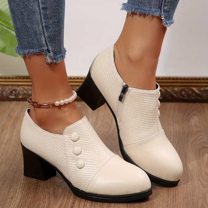 Riëtte - Dames pumps met blokhak en rits