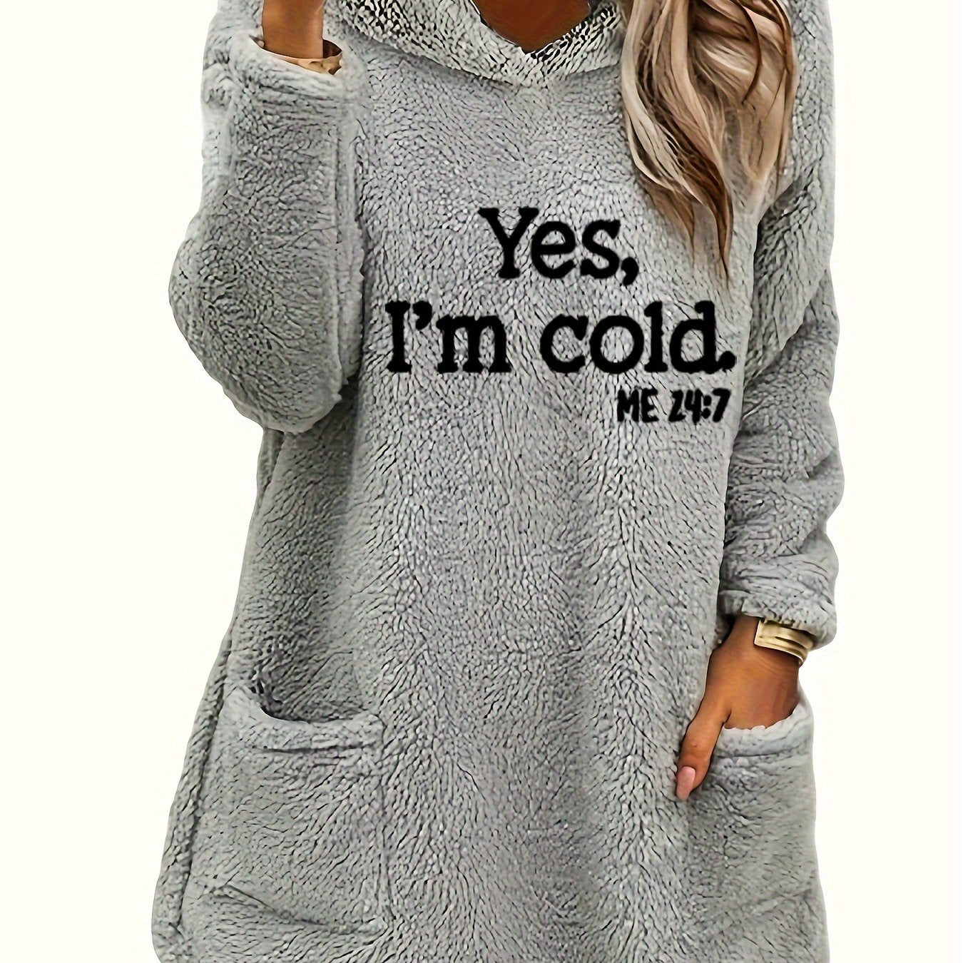 Marilina - Sweatshirt van Pluche met Hoodie en Print