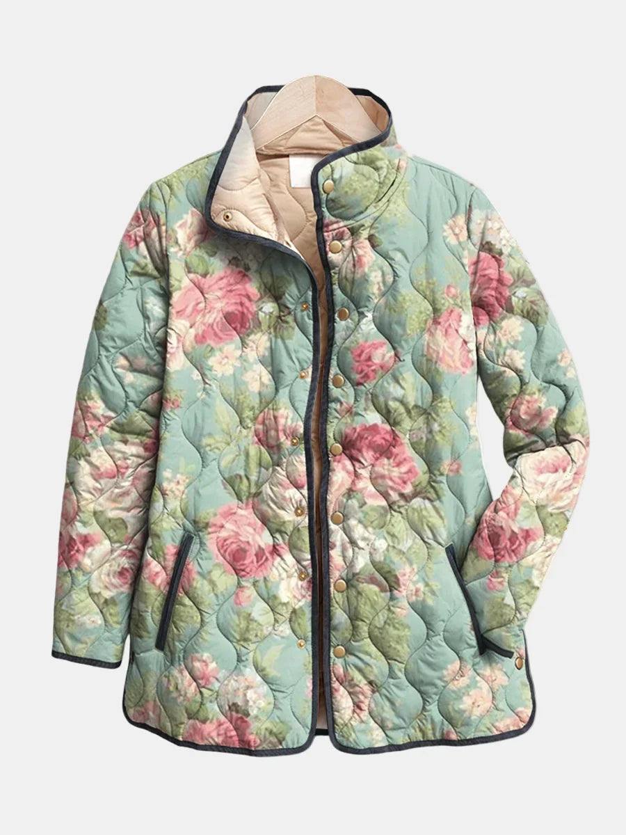 Mahaut - Dames gewatteerde jas met bloemenprint voor het tussenseizoen