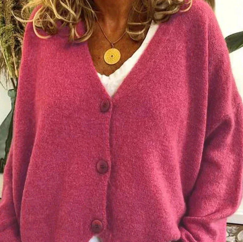 Sixtine - Dames gebreide cardigan met knopen in een casual zachte pasvorm