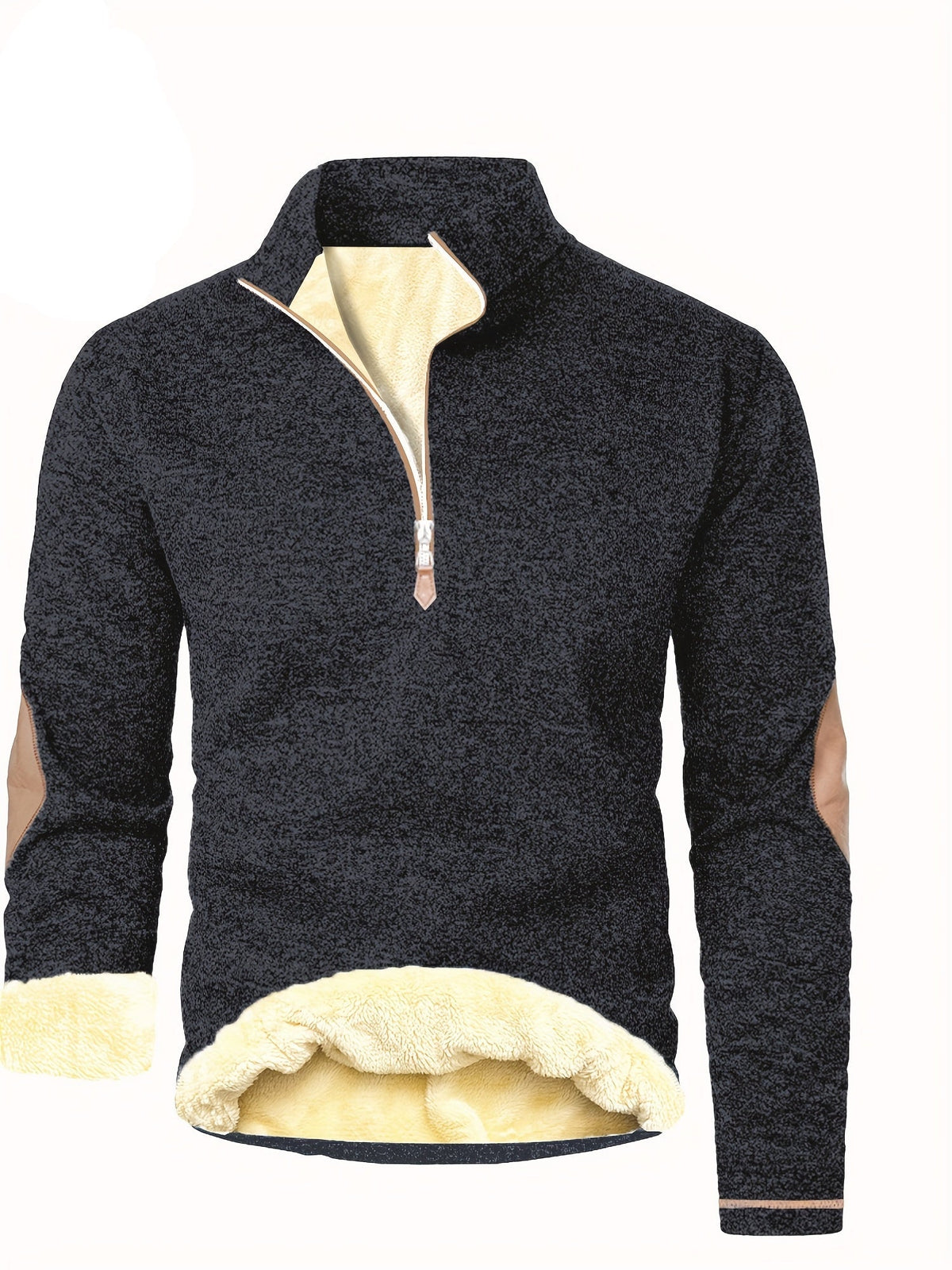 Damian - Fleece trui voor mannen met opstaande kraag en warme voering