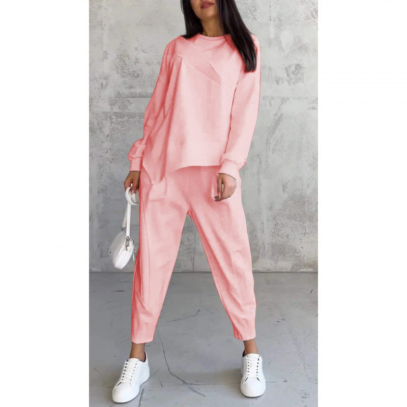 Evanna - Vrouwen asymmetrisch sweatshirt set met comfortabele broek