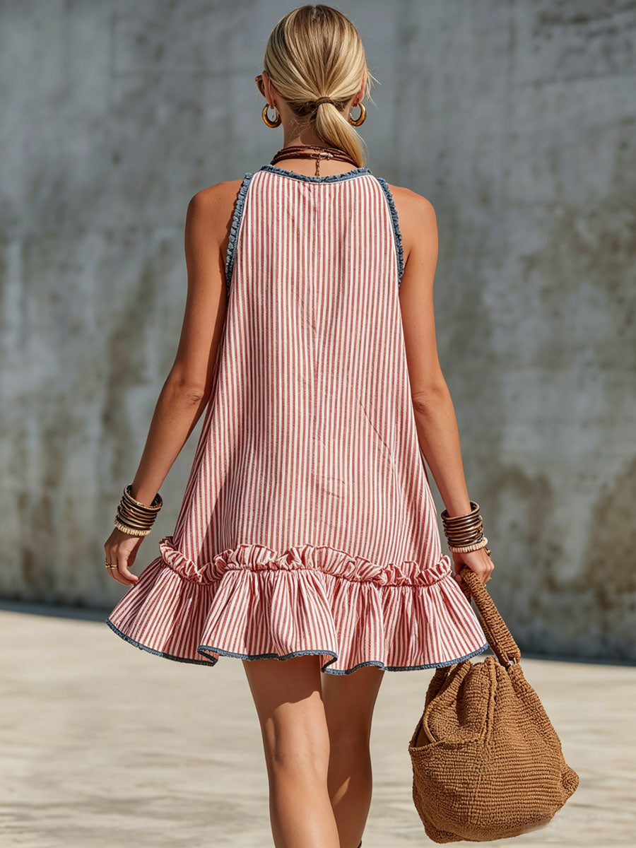 Merova - Mini jurk met halterhals en volantdetails