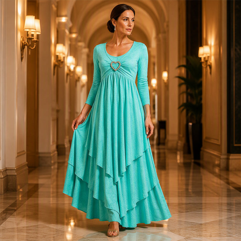 Joline - Midi jurk voor vrouwen met hartdetail