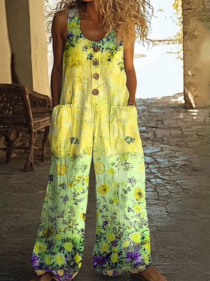 Lunelle - Vintage jumpsuit met bloemenpatroon voor dames