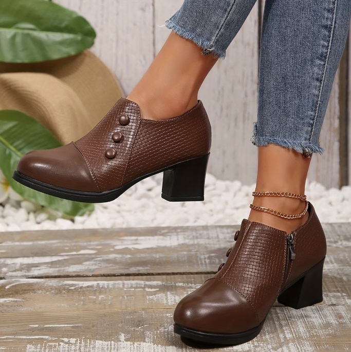 Riëtte - Dames pumps met blokhak en rits