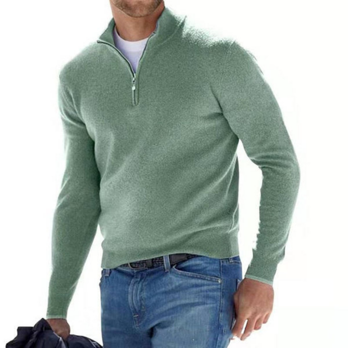 Ford - Merino V-hals trui met rits