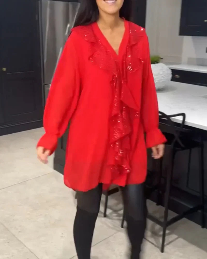Tharalyn - Elegante Blouse met Vloeiende Volants