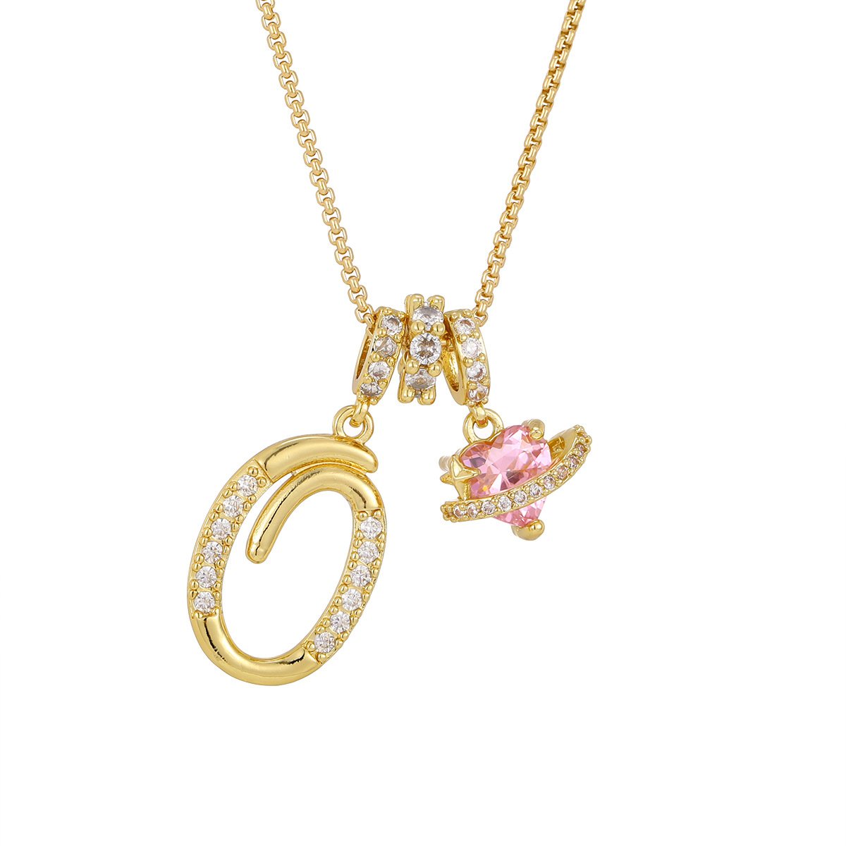 Carmelle - Initialen Ketting Met Roze Hartje