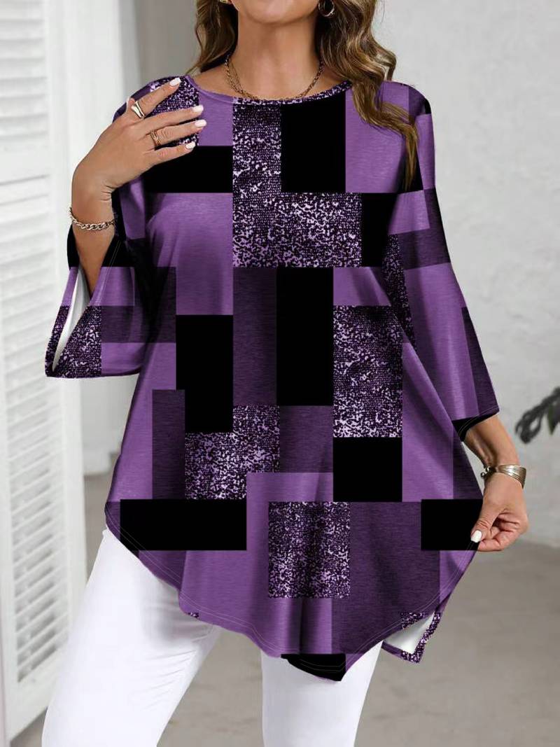 Rhosalivelle - Oversized Blouse met Geruit Motief