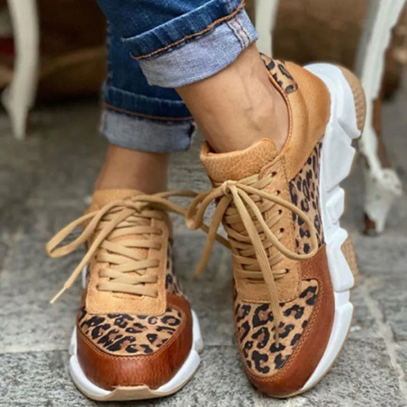 Eleonora - Casual Luipaard Sneakers met Dikke Zolen