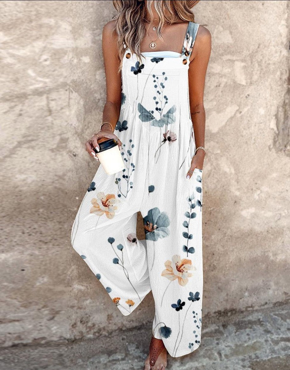 Indira - Mouwloze jumpsuit met prachtige print