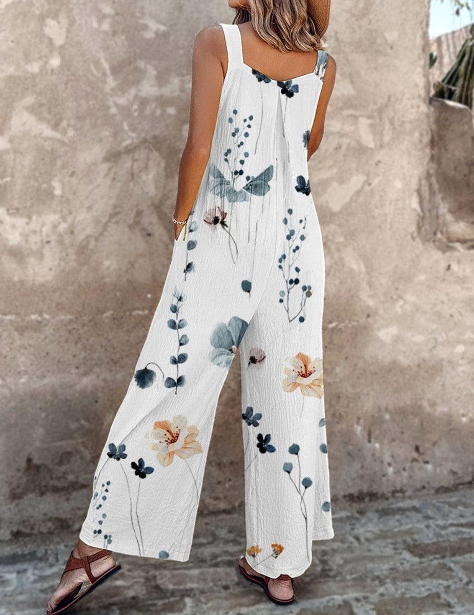 Indira - Mouwloze jumpsuit met prachtige print