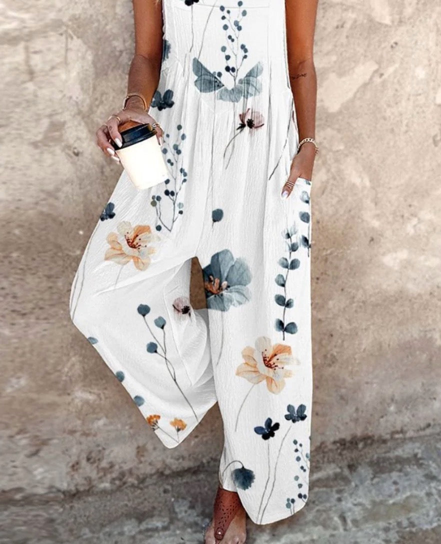 Indira - Mouwloze jumpsuit met prachtige print