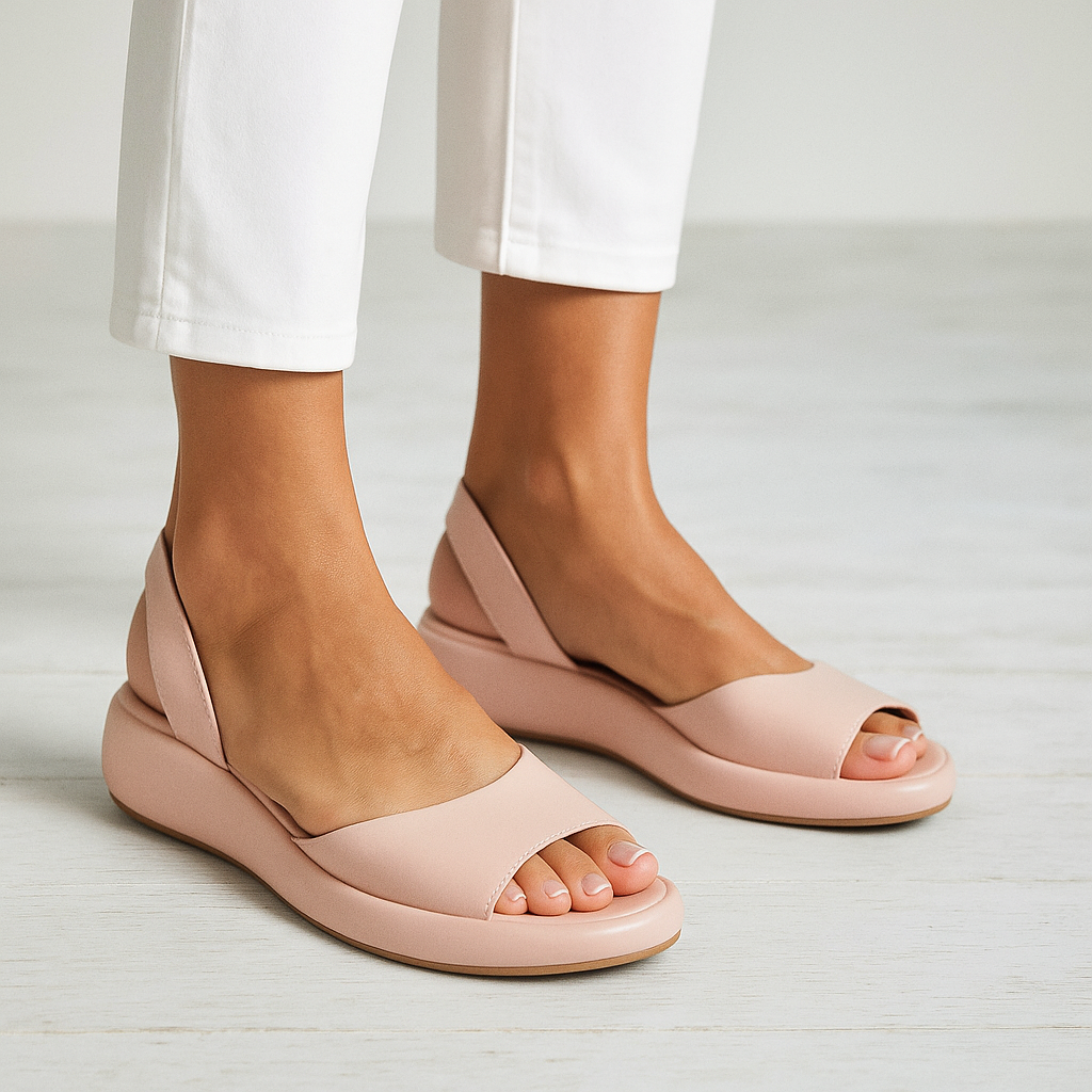 Iverixa - Dames sandalen met hak, open teen, platformzool van leer