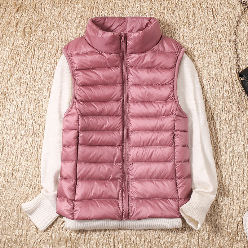 Quelora - Licht Plissé Vest van Dons voor een Elegante Stijl