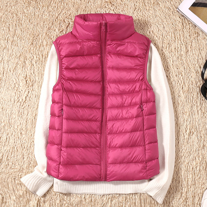 Quelora - Licht Plissé Vest van Dons voor een Elegante Stijl