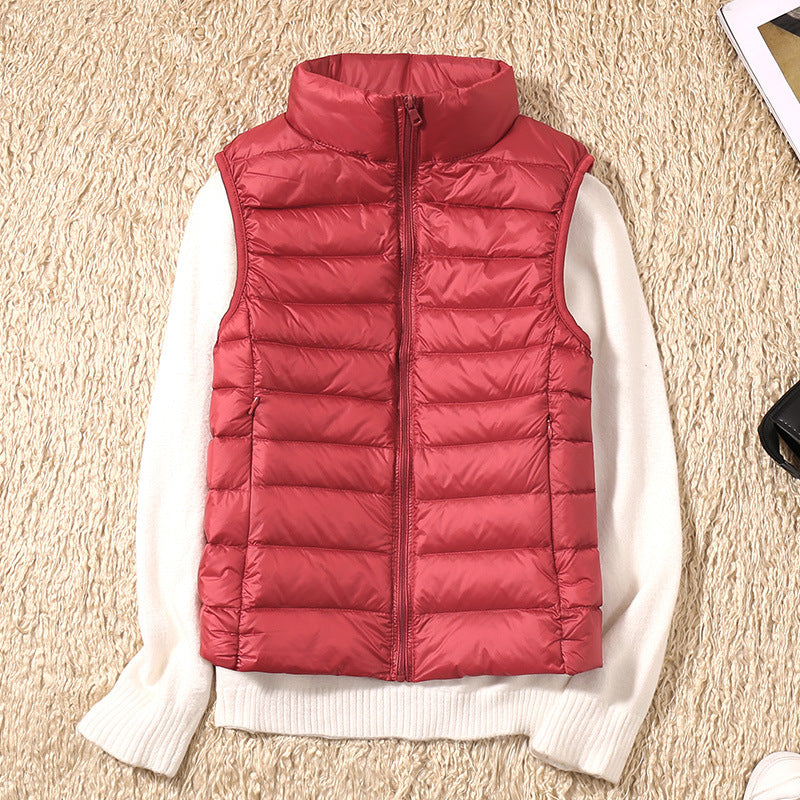 Quelora - Licht Plissé Vest van Dons voor een Elegante Stijl