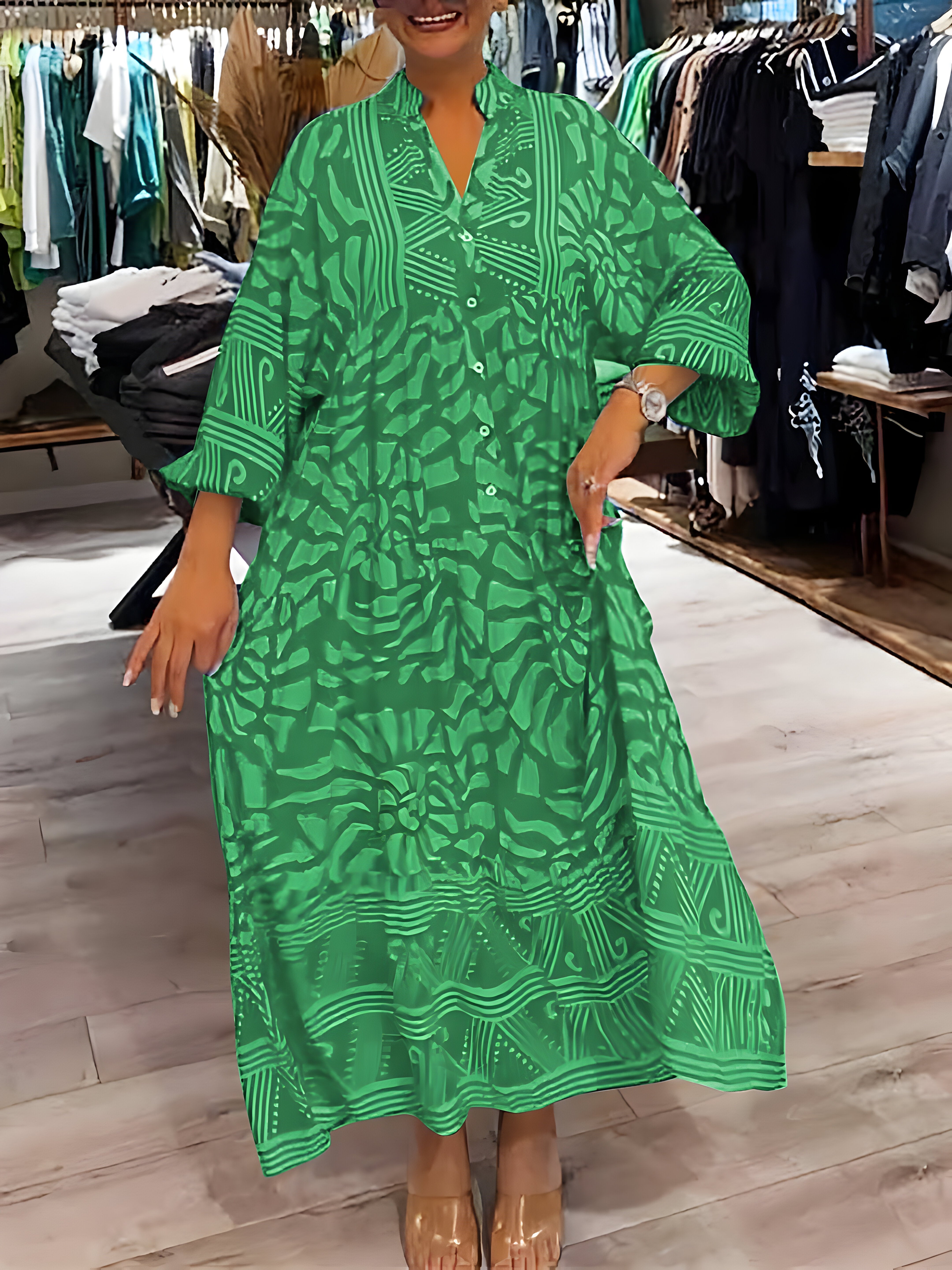 Vespera - Zomerjurk met V-hals en prachtige kleuren