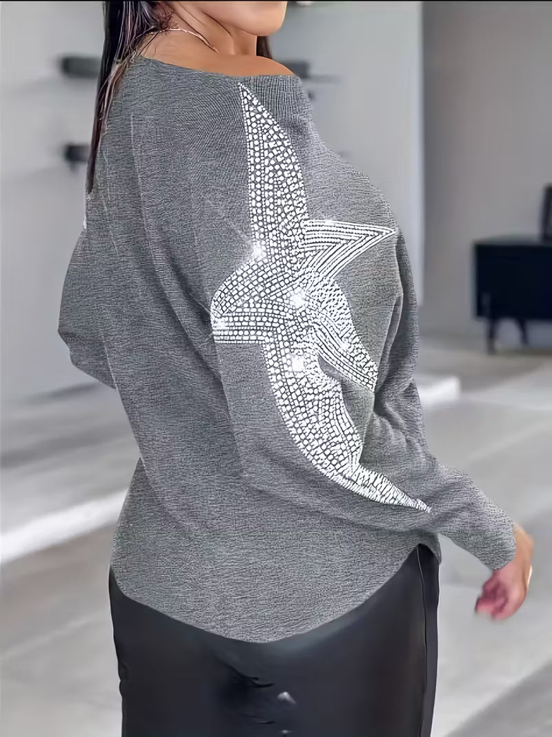 Doralissea - Elegante Lange Mouwen Trui met Sterrenprint