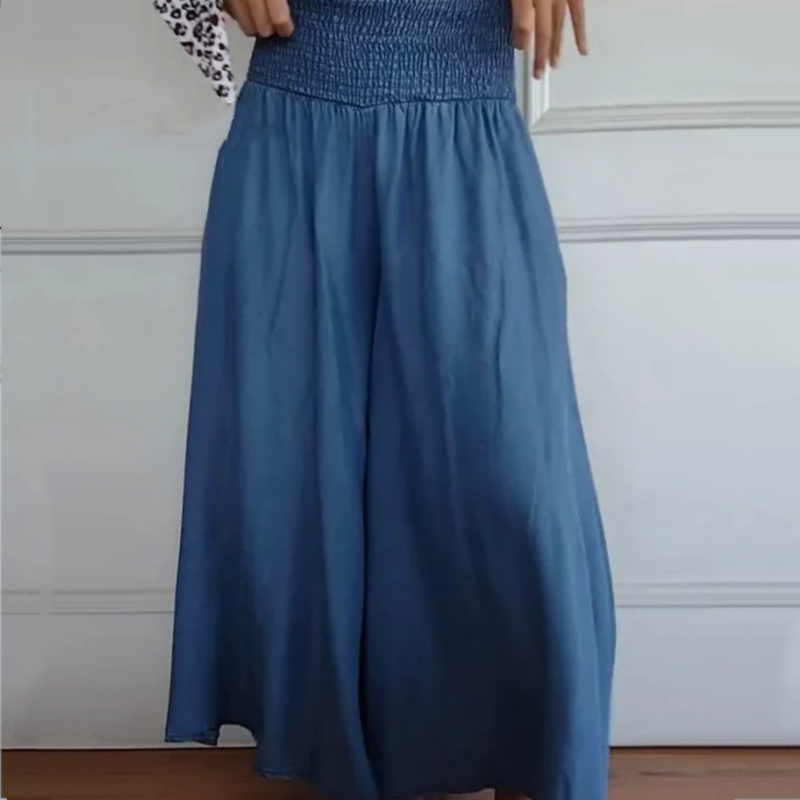 Pravina - Damesjeans met hoge taille en wijde pijpen