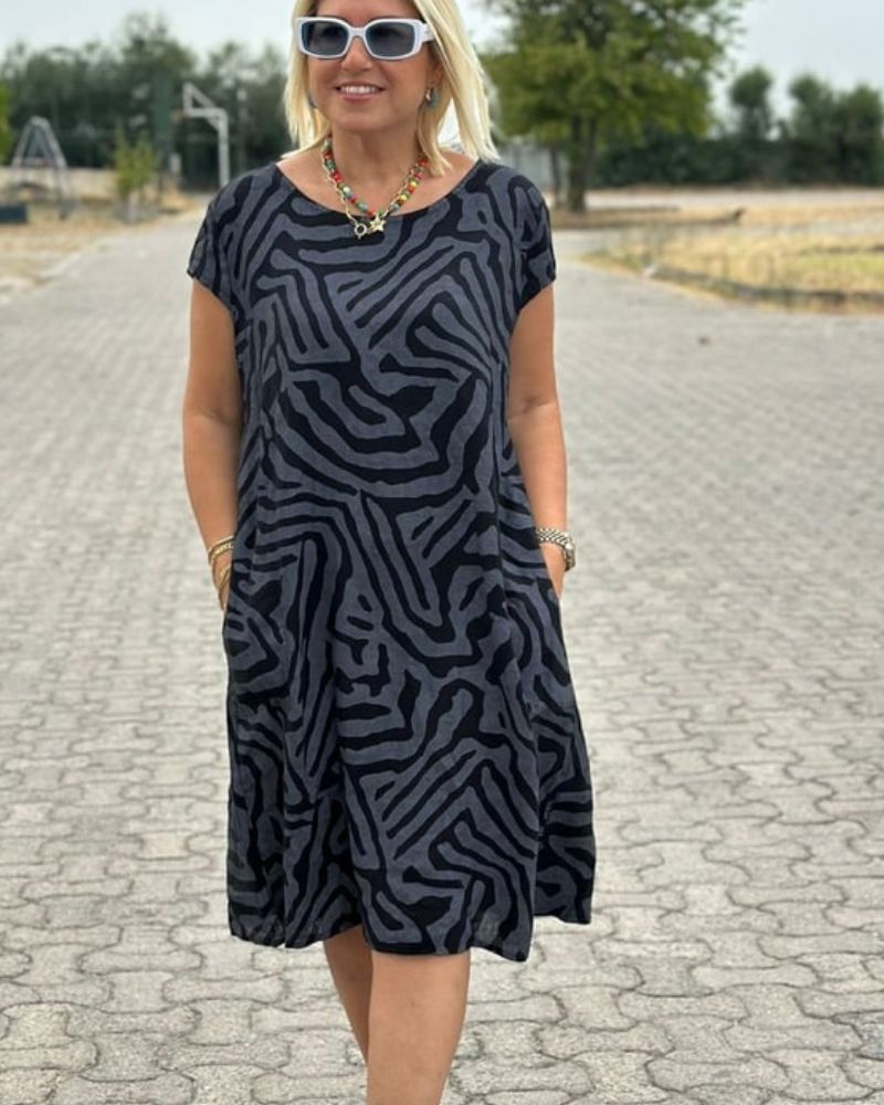 Tahlia - Zomer jurk met ronde hals en mooie print