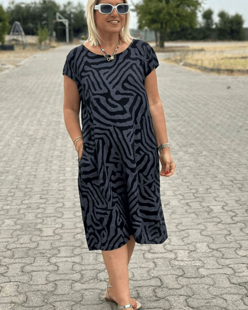 Tahlia - Zomer jurk met ronde hals en mooie print
