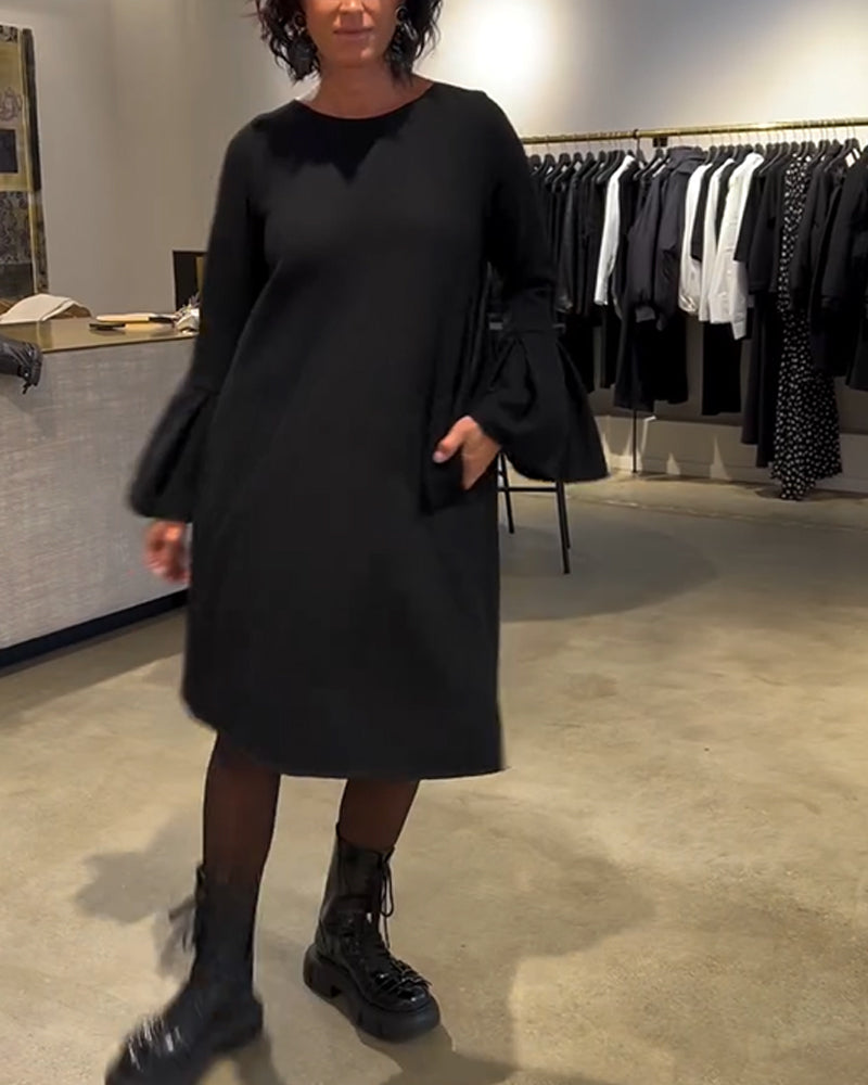 Jovalinne - Casual Jurk met Uitlopende Mouwen