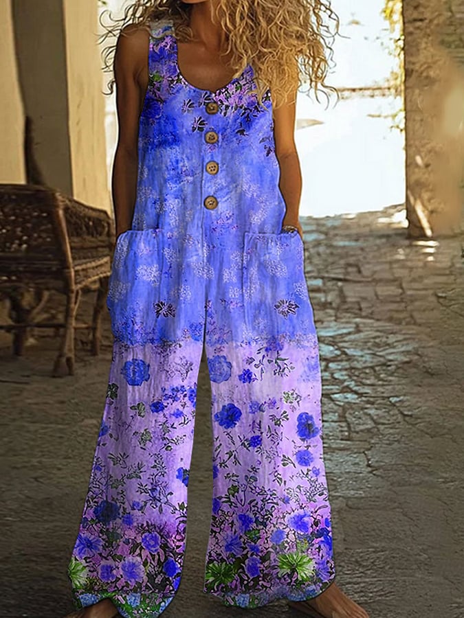 Lunelle - Vintage jumpsuit met bloemenpatroon voor dames