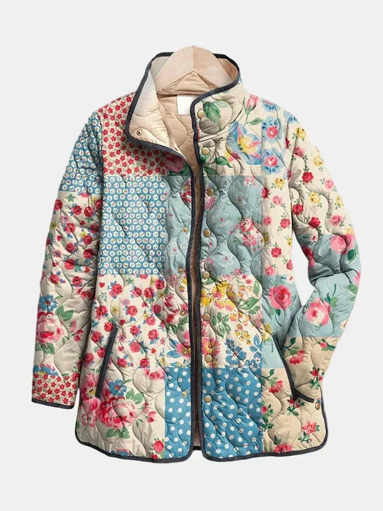 Mahaut - Dames gewatteerde jas met bloemenprint voor het tussenseizoen