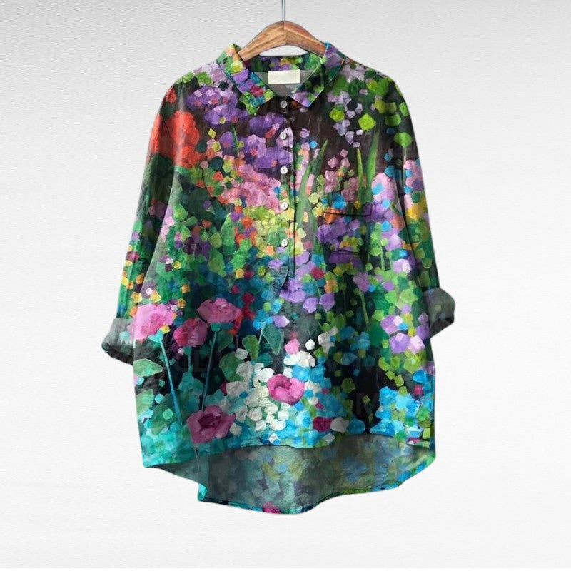 Dovira - Artistieke Bloemenprint Blouse