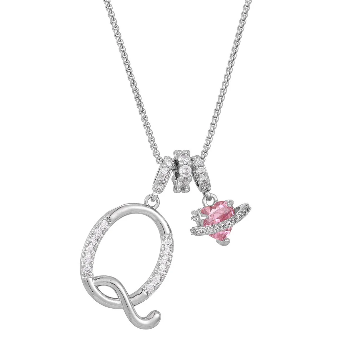 Carmelle - Initialen Ketting Met Roze Hartje