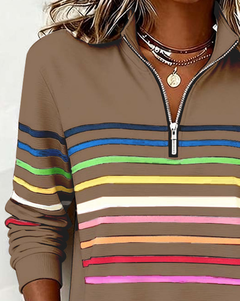 Isavelline - Casual Sweatshirt met Kleurige Strepen