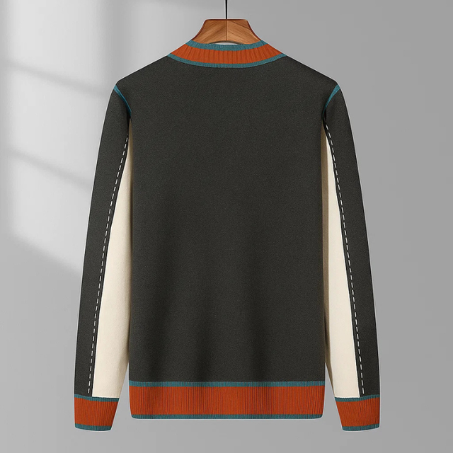 Norbert - Gebreide V-hals Vest met Contrasterende Details