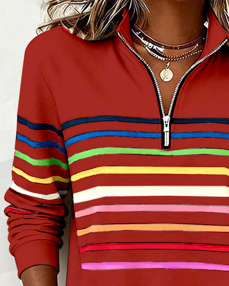Isavelline - Casual Sweatshirt met Kleurige Strepen